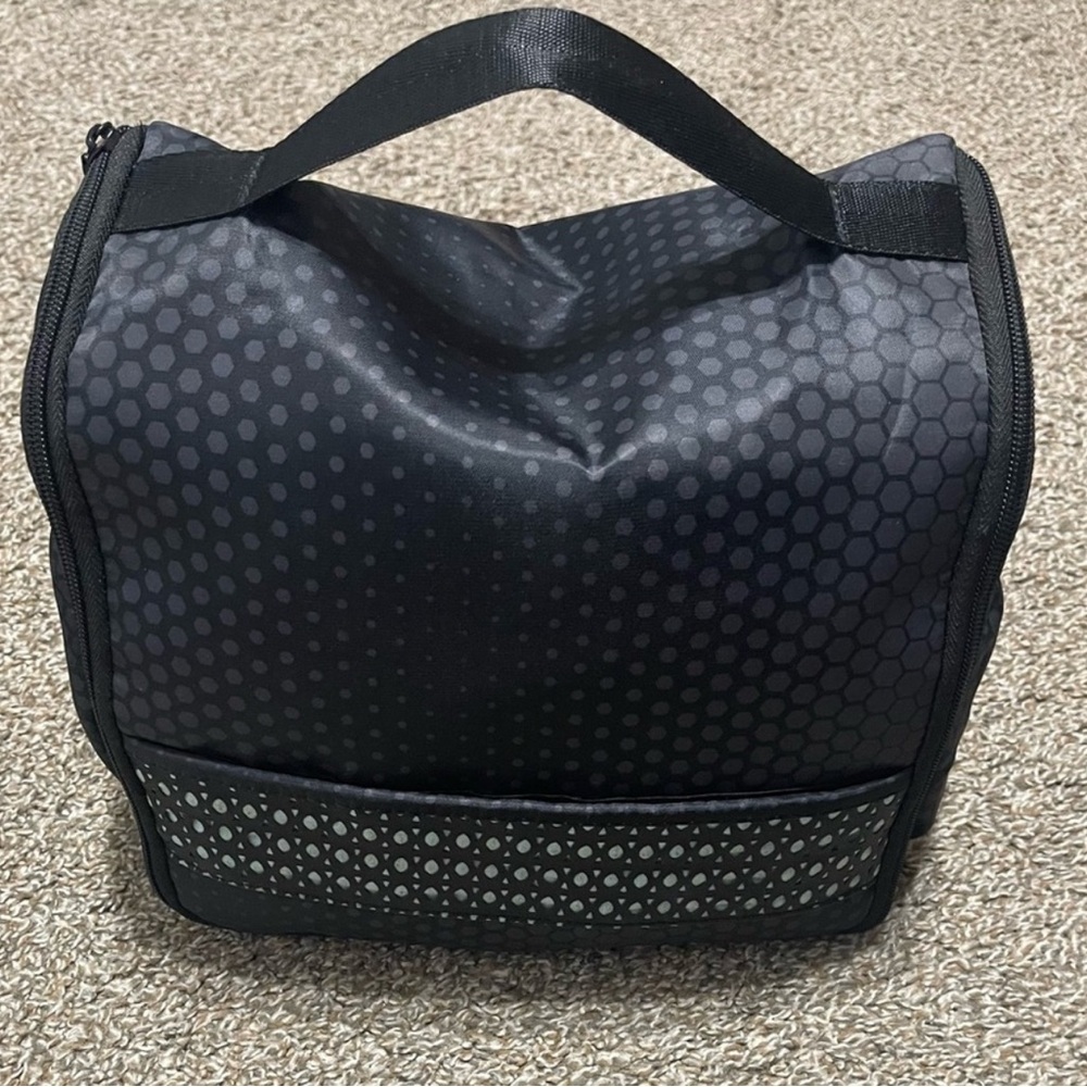 Women's Black Travel/Cosmetic Bag with Textured Design